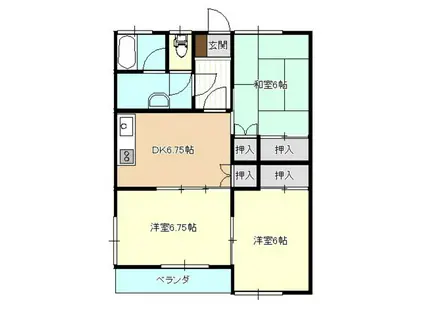 シティムーンヒルズ(3DK/2階)の間取り写真