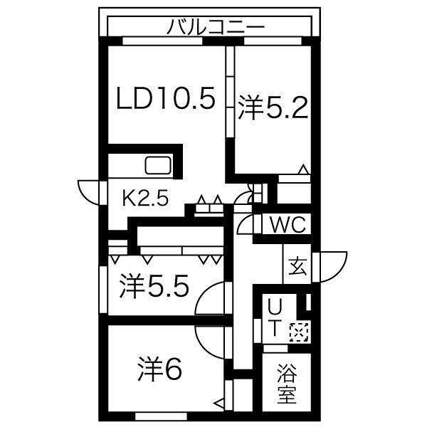 ルミエ琴似(3LDK/3階)の間取り写真