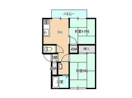 アーバン重村B棟(2DK/2階)の間取り写真