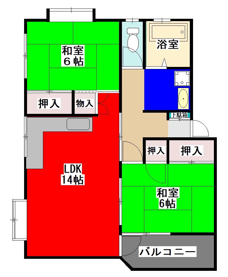 コートビレッジ高橋A(2LDK/1階)の間取り写真