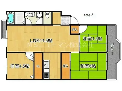 第3亀井マンション(3LDK/1階)の間取り写真