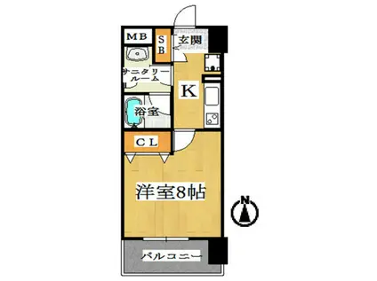 ディオレ・クレスト東心斎橋(1K/8階)の間取り写真