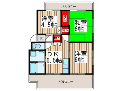 サンハイツ寺尾(3DK/3階)の間取り写真