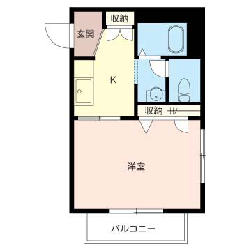 ブルーミング(1K/2階)の間取り写真