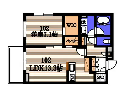 コンドミニオ エテルナ(1LDK/1階)の間取り写真
