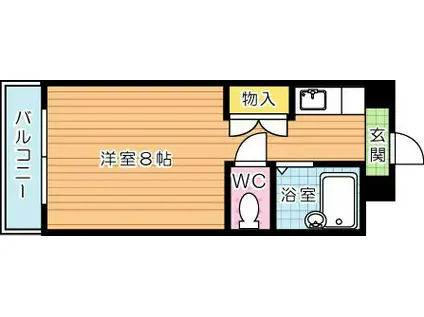 折尾自由ヶ丘センチュリー21(ワンルーム/4階)の間取り写真