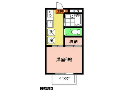 クレスト下藤沢(1K/2階)の間取り写真