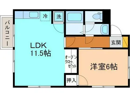 コーポS2(1LDK/2階)の間取り写真