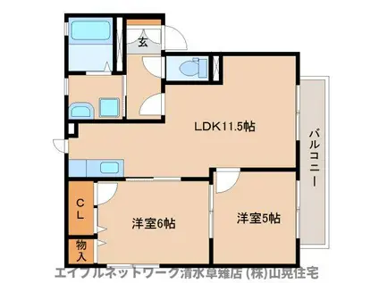 パティオ萩(2LDK/1階)の間取り写真