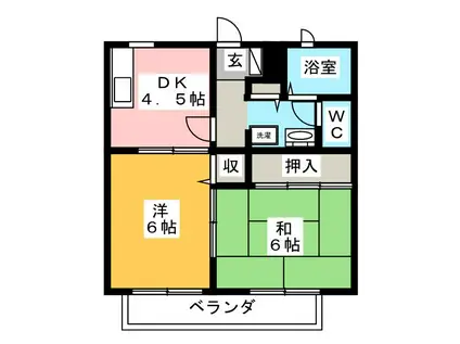 サンガーデン本郷台壱番館(2DK/2階)の間取り写真