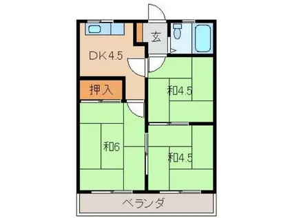 加納マンションII(3DK/2階)の間取り写真