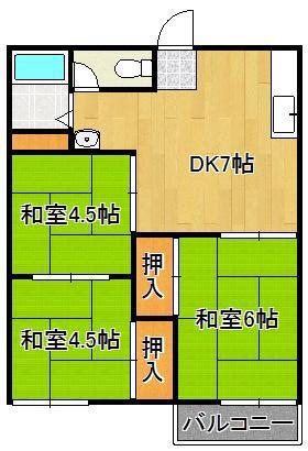 光明サンハイツ(3DK/2階)の間取り写真
