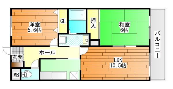 スタンドアップ野々上(2LDK/4階)の間取り写真