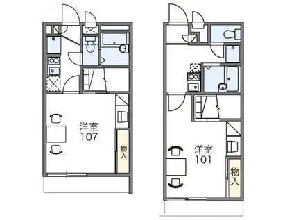 レオパレスプリート(1K/1階)の間取り写真