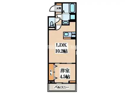 新田旭町アパート(1LDK/2階)の間取り写真