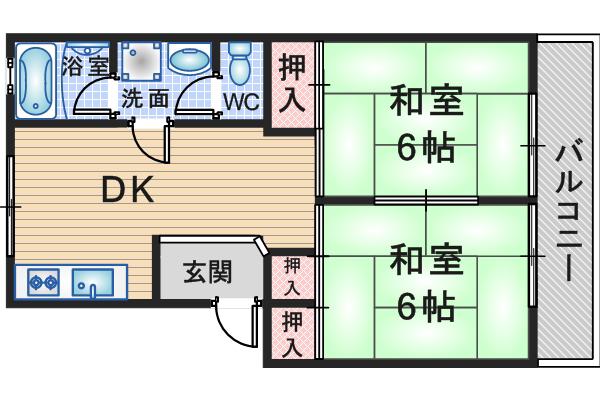 ビラビアンカ(2LDK/2階)の間取り写真