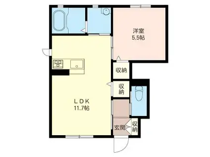 ストーリア(1LDK/1階)の間取り写真