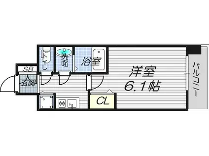 プレサンス梅田北ザ・ライブ(1K/8階)の間取り写真