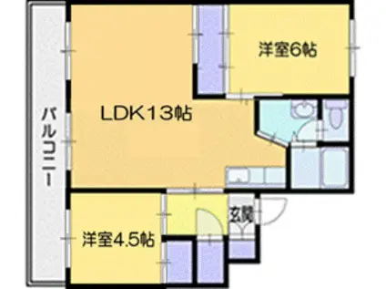 ビレッジハウス 上野幌 1(2LDK/2階)の間取り写真