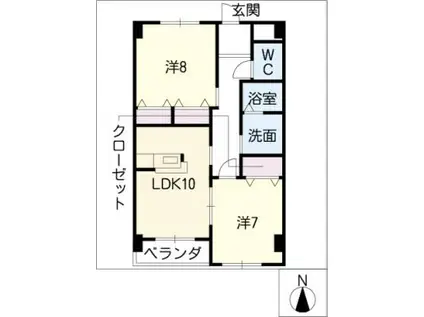 シャトーみずほ(2LDK/4階)の間取り写真