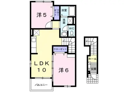 フォーリストメゾンI(2LDK/2階)の間取り写真