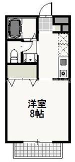 ベール花尻A棟(1K/2階)の間取り写真