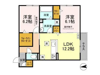 エコーDQ(2LDK/1階)の間取り写真