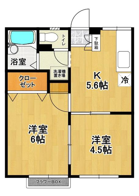 エステートピア五百渕(2K/1階)の間取り写真