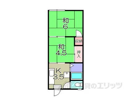 アイビハイツB棟(2K/1階)の間取り写真