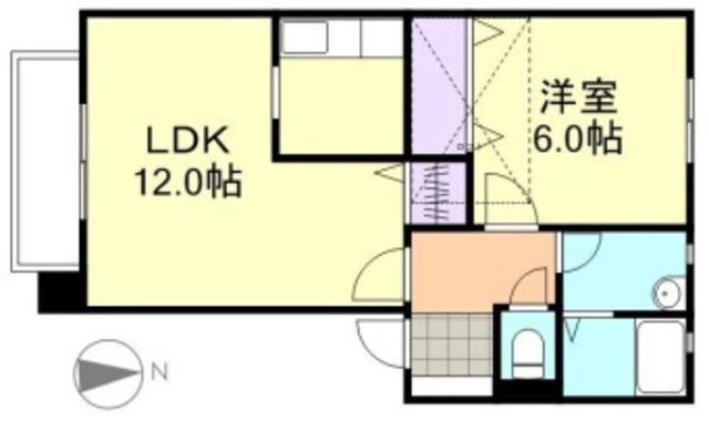 ミーテレーテ中島 II(1LDK/2階)の間取り写真