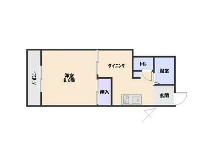 パークハイツ東石岡(1DK/3階)の間取り写真