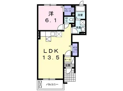 ハイツUTSUBEII(1LDK/1階)の間取り写真