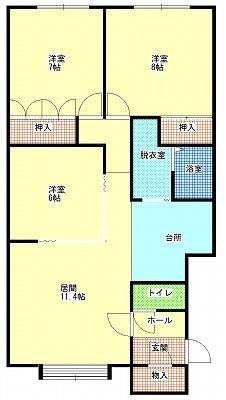 クレールB(3LDK/2階)の間取り写真