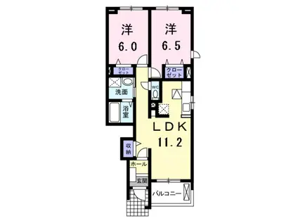リジェールIII(2LDK/1階)の間取り写真