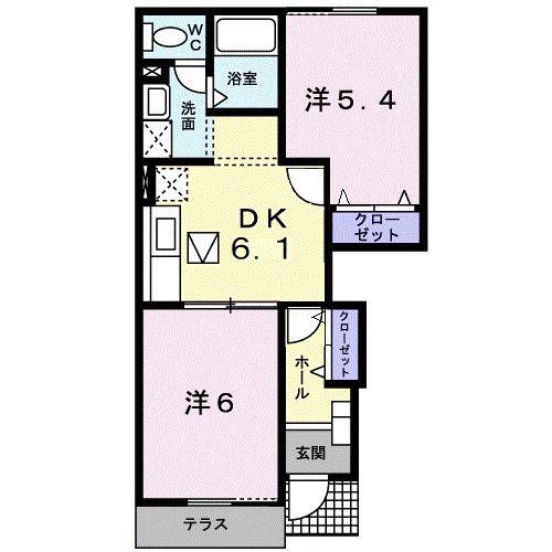 サンルーラン(2DK/1階)の間取り写真