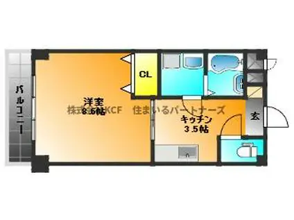 ビューカトレア(1K/2階)の間取り写真