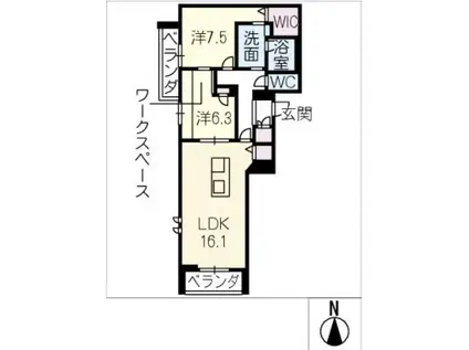 シャーメゾンリアンII(2LDK/2階)の間取り写真