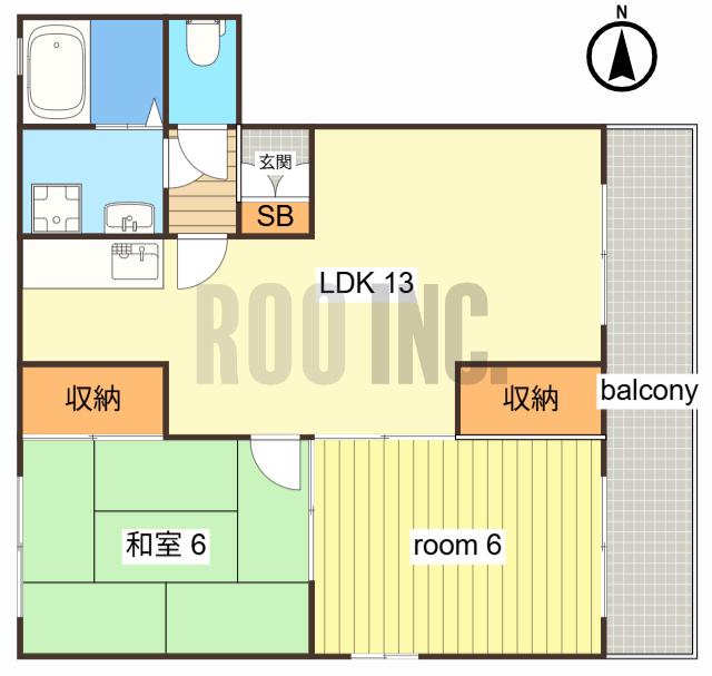 ディアス東町ノ坪(2LDK/2階)の間取り写真