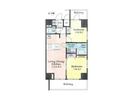 XEBEC蒲田STATION(2LDK/10階)の間取り写真