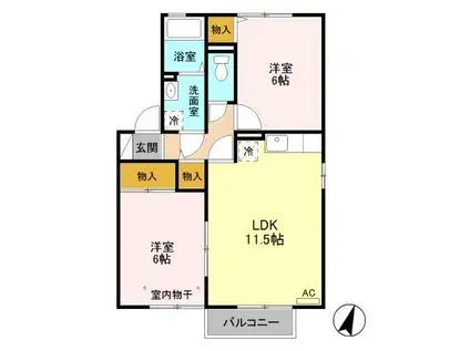 ティンカー・ベル II(2LDK/1階)の間取り写真