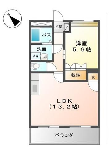 ドリームウイング(1LDK/2階)の間取り写真
