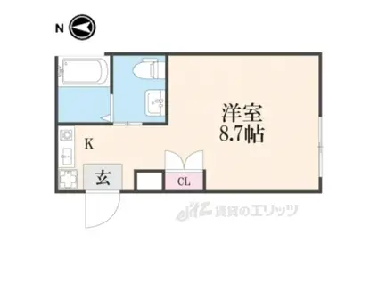 ベレーザ鴨川五条(ワンルーム/4階)の間取り写真