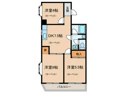 リバ-サイドシテイ(3DK/4階)の間取り写真