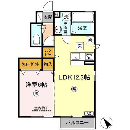 D-ROOMM(1LDK/1階)の間取り写真