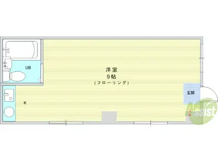 SKハイツ(ワンルーム/1階)の間取り写真