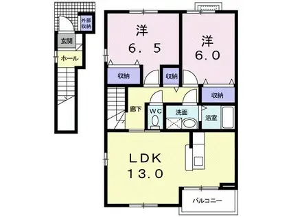 プルミエ・アムールIII(2LDK/2階)の間取り写真