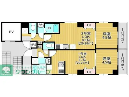FREESIA梅島(1LDK/4階)の間取り写真