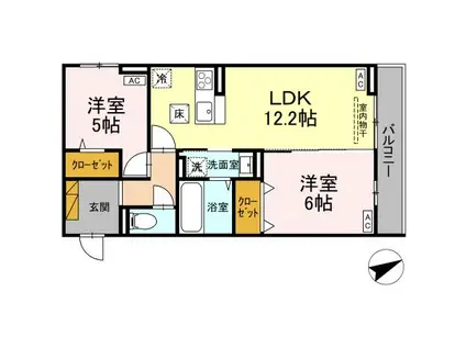 ECLAT(2LDK/1階)の間取り写真