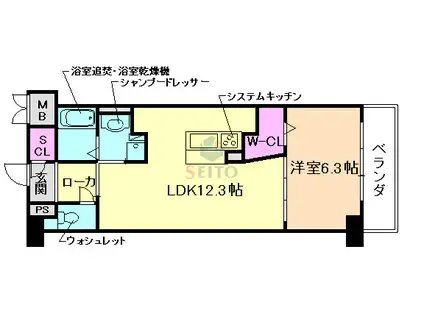 COCO MARINI(1LDK/4階)の間取り写真