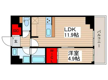 シーズンフラッツ押上テラス(1LDK/3階)の間取り写真